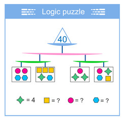 Logic puzzle for children. IQ training test. Printable worksheet. Vector illustration