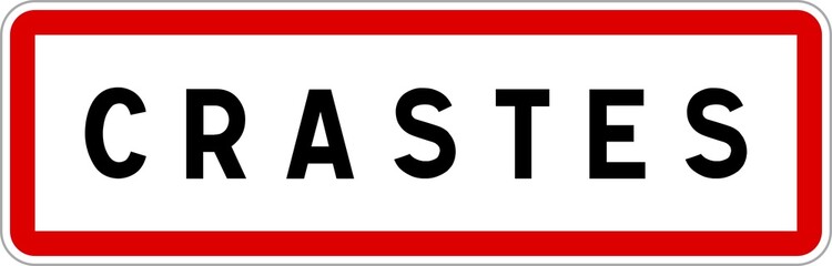 Panneau entrée ville agglomération Crastes / Town entrance sign Crastes