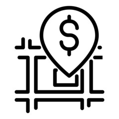 Currency Exchange Map Pin Flat Icon Isolated On White Background