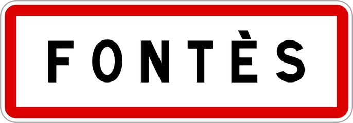 Panneau entrée ville agglomération Fontès / Town entrance sign Fontès
