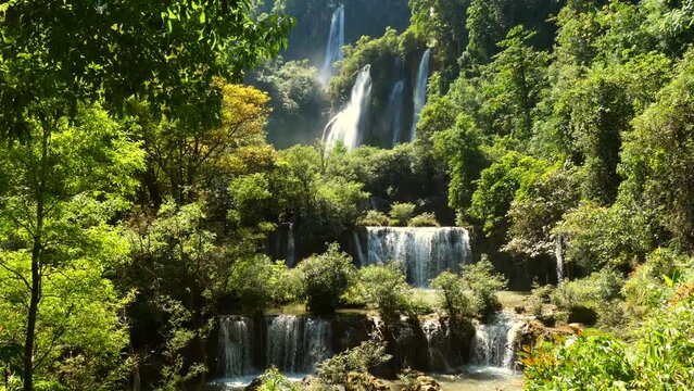 Beautiful waterfall in green forest. Thi Lo Su Waterfall or Thee Lor Sue largest and highest waterfall in Thailand in Umphang Wildlife Sanctuary in Tak Province. Waterfall in the tropical forest