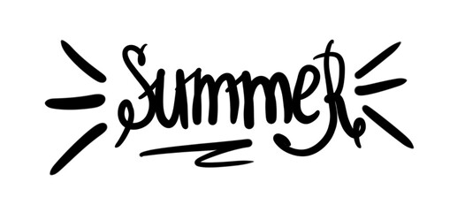 Summer lettering typography on white background. Title