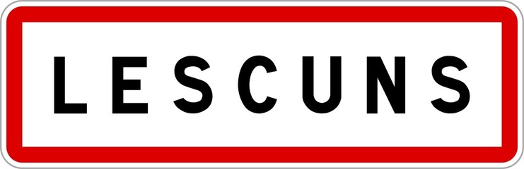 Panneau entrée ville agglomération Lescuns / Town entrance sign Lescuns