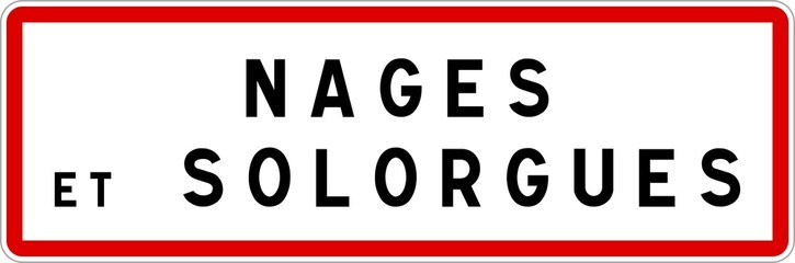 Panneau entrée ville agglomération Nages-et-Solorgues / Town entrance sign Nages-et-Solorgues
