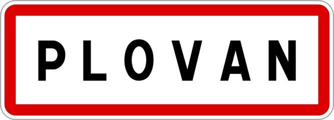 Panneau entrée ville agglomération Plovan / Town entrance sign Plovan © BaptisteR