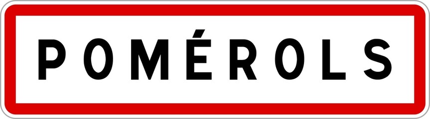 Panneau entrée ville agglomération Pomérols / Town entrance sign Pomérols