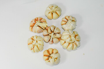 garlic on a white background.
