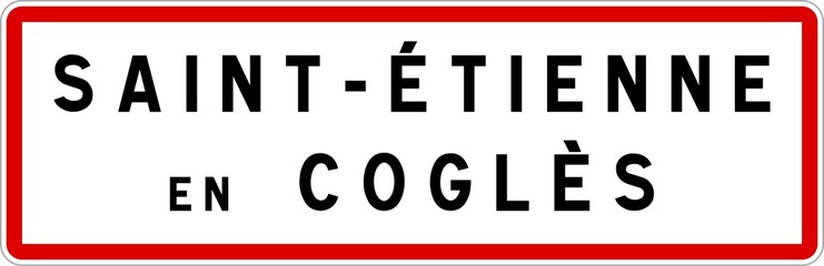 Panneau entrée ville agglomération Saint-Étienne-en-Coglès / Town entrance sign Saint-Étienne-en-Coglès