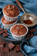 Double chocolate  muffins for  dessert
