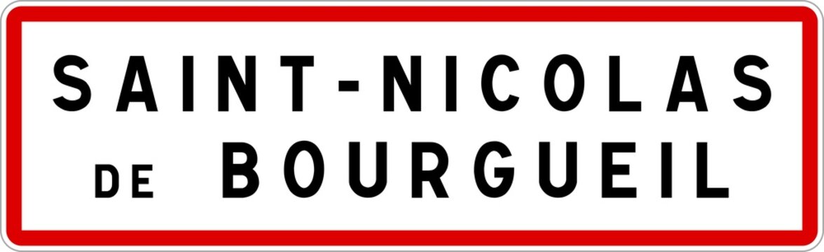 Panneau entr&eacute;e ville agglom&eacute;ration Saint-Nicolas-de-Bourgueil / Town entrance sign Saint-Nicolas-de-Bourgueil