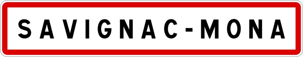 Panneau entrée ville agglomération Savignac-Mona / Town entrance sign Savignac-Mona