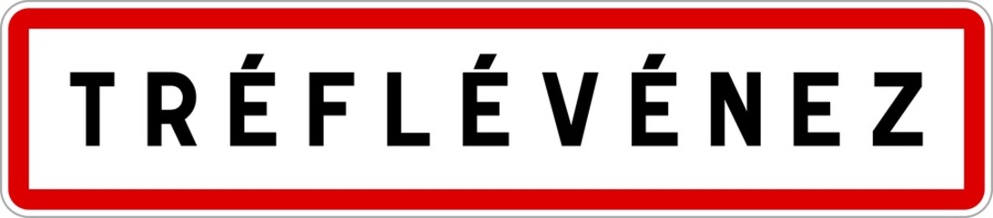 Panneau entrée ville agglomération Tréflévénez / Town entrance sign Tréflévénez
