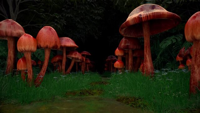 Psychedelic 3D dancing in the forest magic mushrooms 120 bpm trippy psilocybin mushroom wave 4K Vj Loop