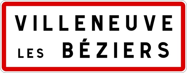 Panneau entrée ville agglomération Villeneuve-lès-Béziers / Town entrance sign Villeneuve-lès-Béziers
