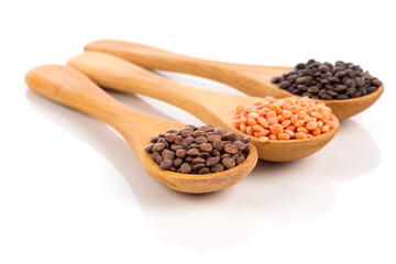 lentils in spoon isolated