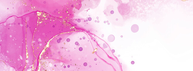 Vector pink coral banner. Hand drawn abstract paint brush stroke.