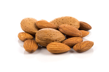 Almonds on a white background