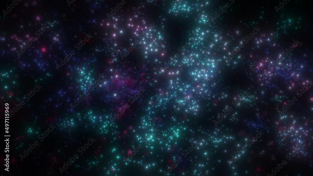 Wall mural flight through the abstract space of multi-colored particles.
