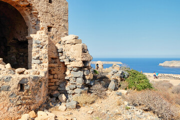 Stone fortress building on Gramvousa Islands - obrazy, fototapety, plakaty