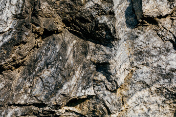 Marble quarry, marble rocks in the wild. Natural stone. Ancient marble quarry, marble rocks in the wild. Pieces of marble mountain. Tourism and travel