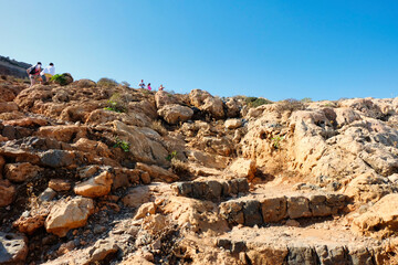 Fototapeta na wymiar Ancient stone steps to Gramvousa fortress