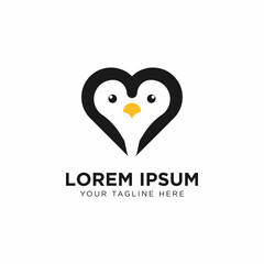 Love penguin logo icon vector template