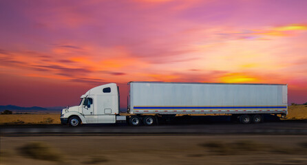 Semi Trucks on the Nevada Highway, USA. Trucking in Utah , USA