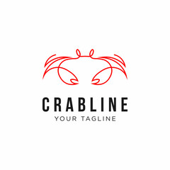 Crab line monoline logo design vector