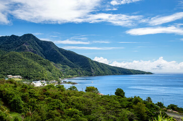 Fototapeta na wymiar View over the south coast, Basse-Terre, Guadeloupe, Lesser Antilles, Caribbean.
