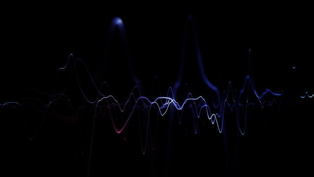 Oscillation line graphs loop motion on clean black background.