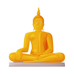 Golden Buddha as Thailand Symbol and Famous Landmark Vector Illustration