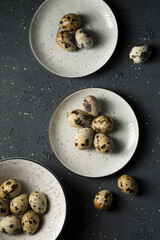 Quail eggs in plates