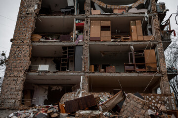 House in Kyiv after a rocket hit