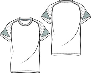 men's shorts sleeve t-shirts, technical drawing activewear design