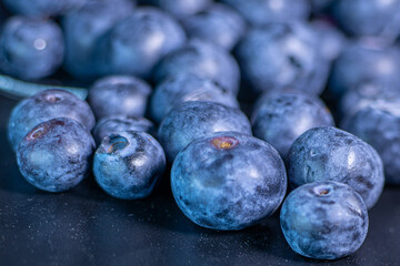 Big blueberries close up. Large ripe berries. Soft selective focus