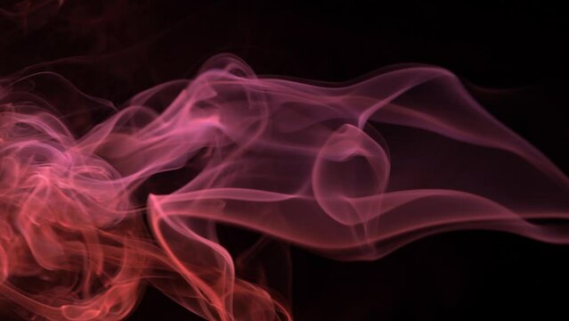 Abstract pink smoke flowing smoothly horizontal, perfect for background or overlay. Plasma, mist, chemical effect. Abstract shapes. 4K clip