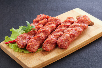Raw beef kebab minced meat