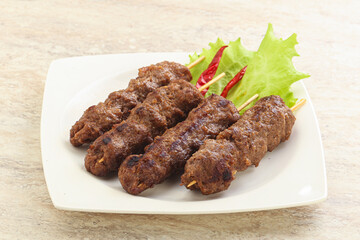 Beef kebab skewer minced meat