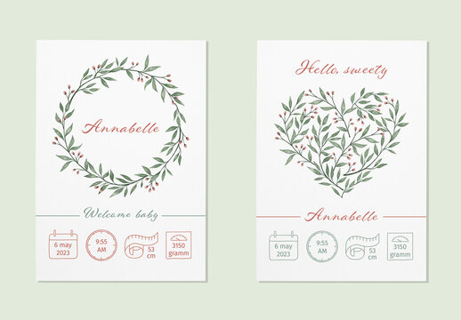 Watercolor Baby Introducing Cards Set