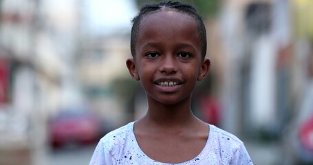 Mixed race child boy portrait, African mix ethnicity kid