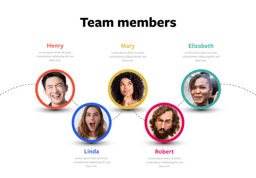 Team Members Infographic with Photo Placeholders