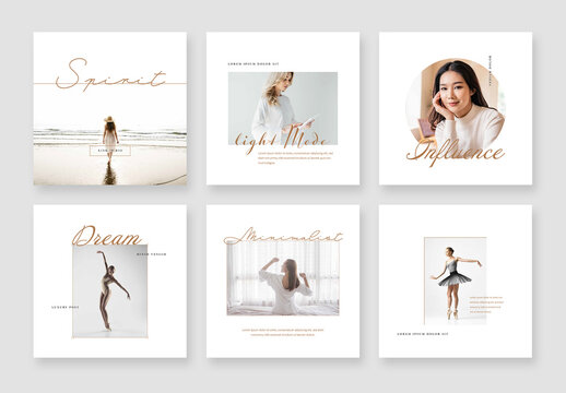 Minimalist Social Media Layouts with Decorative Typography