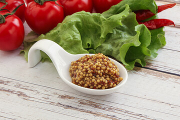 Mustard seeds sauce in the bowl