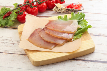 Sliced salted marlin fish carpaccio