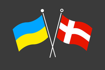 Ukraine flag and denmark states flag, vector illustration