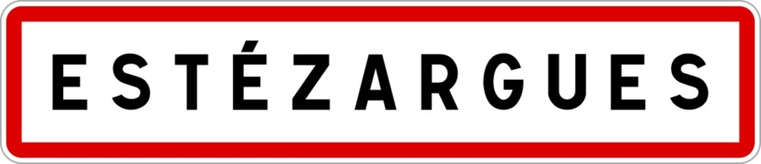 Panneau entrée ville agglomération Estézargues / Town entrance sign Estézargues