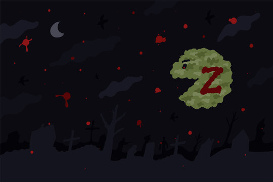 A giant creature with the letter Z on its side harvests deaths. A symbol of Russia's agression attack on Ukraine.
