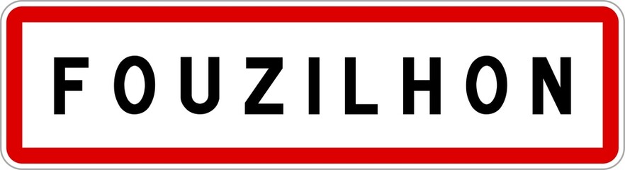 Panneau entrée ville agglomération Fouzilhon / Town entrance sign Fouzilhon