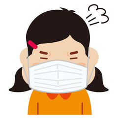 マスクをした女の子の表情：怒り