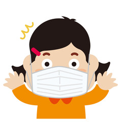 Obraz premium マスクをした女の子の表情：驚いた顔